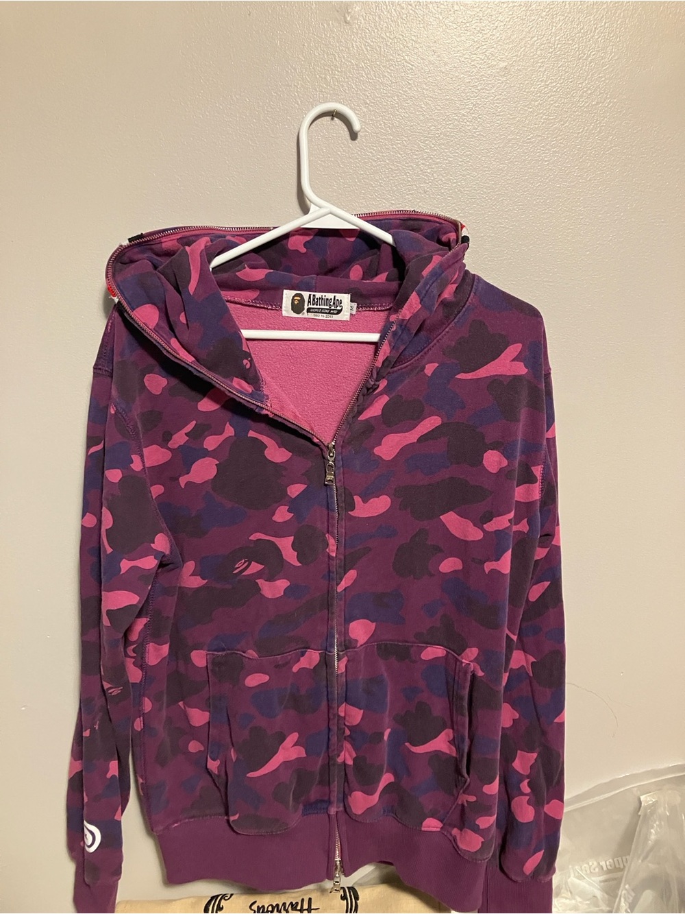 A bathing ape purple camo hoodie